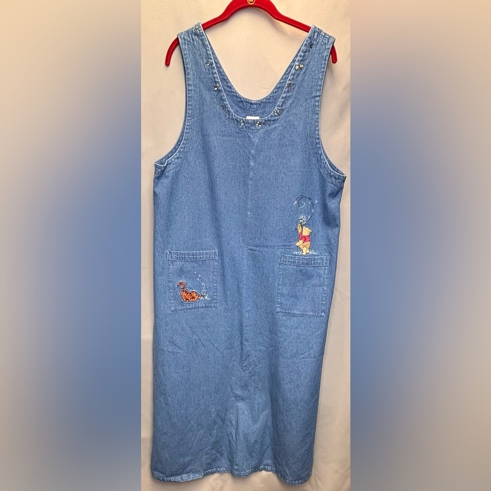 Vintage Winnie The Pooh & Tigger Denim  Jumper Dress No Size Tag